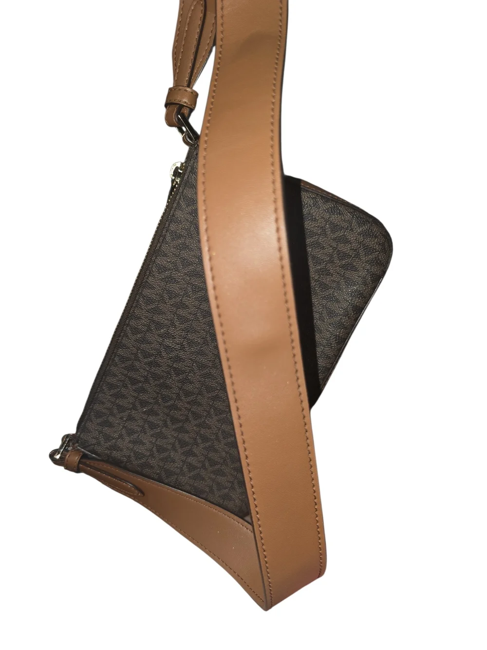 Michael Kors Tan Monogram Shoulder Bag with Gold Logo